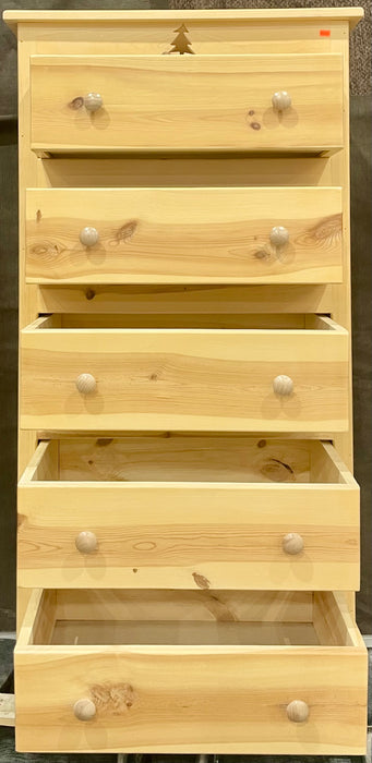 5 Drawer pine chest W/ cutout