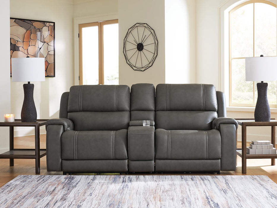 5Z - Pittson Power Reclining Sectional Loveseat with Console - Unclaimed Freight North (Aitkin, MN)